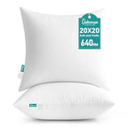 Oubonun 20 x 20 Throw Pillow Inserts - Soft, Plush & Decorative Down Alternative Pillows for Couch Sofa Bed, Machine Washable - White, Pack of 2 - size: 20x20 Inch (Pack of 2)
