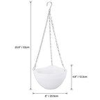 Foraineam 8 Pack White Hanging Planters Self-Watering Indoor Outdoor Garden Flower Plant Pot Containers with Drainer and Hanging Chain