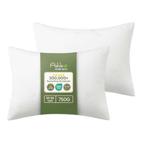 Ashler Throw Pillow Inserts- 20x26 Pillow Inserts with Air Layer, Premium Bed and Couch Pillows - Indoor Decorative Throw Pillow, Lumbar Cushion Sham Stuffer, Pack of 2, White - size: 20x26 Inch