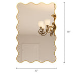 Kelly Miller 32x48 Inch Gold Scalloped Mirror, Large Rectangular Wavy Edge Bathroom Vanity Wall Mirror Decorative for Bedroom Living Room Entryway Fireplace Mantle - size: 48"L x 32"W