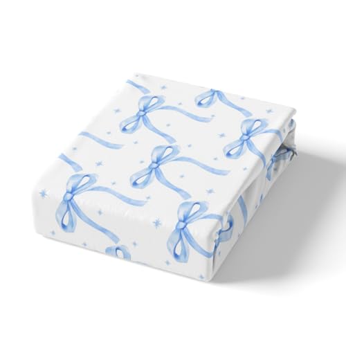 Cartoon Bowknot Girls Duvet Cover Set Full Size Kids Bow Tie Princess Bedding Sets 3Pcs for Child Girly Woman Room Decor, Butterfly Knot Comforter Cover with 2 Pillowcases (No Comforter) Blue - color: Blue, size: Full 80"x90"