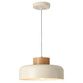 Modern Pendant Lights,12.6 inch,Natural Wood Cap,Simple Hanging Light Fixture for Kitchen Island,Dining Room - color: Cream, size: 12.6 inches