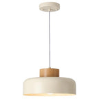 Modern Pendant Lights,12.6 inch,Natural Wood Cap,Simple Hanging Light Fixture for Kitchen Island,Dining Room - color: Cream, size: 12.6 inches