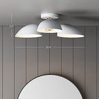 Nathan James Argo Semi Mount Flush Ceiling Light, 3-Lights Modern Retro Lighting with White Rounded Shades for Hallway, Dining Room and Bedroom, Brass Gold/White - color: Brass Gold/White, size: 1