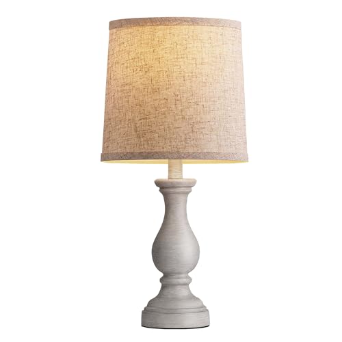 Seealle Farmhouse Table Lamps - 22" Rustic Lamp for Bedroom Living Room, Boho Bedside Lamps for Night Stands End Table Office Desk Lamp Nightstand with Linen Shades(Single) - color: G. Single Antique Grey