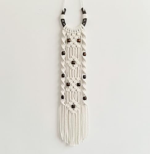 Moosira Equestrian Macrame Wall Hanging, Horseshoes Macrame Wall Hanging, Macrame Horseshoes, Equestrian Wall Art, Boho Western Decor, Boho Wall Decor Tapestry, Unique Horse Lover Gift for Cowgirl Room, Nursery, Farmhouse (Dark Brown Bead) - color: Dark B