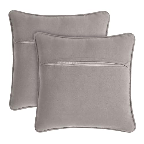 Boho Living 18x18 Grey Throw Pillow Covers with Pillow Insert Included, Pack of 2 - color: Grey, size: (2) 18" x 18" Pillow Covers With Insert