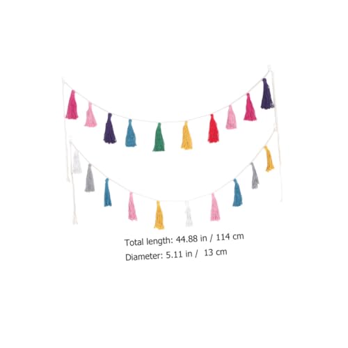 HOMSFOU Colorful Tassel Garland Wall Hanging Bohemia Tassel Banner Home Décor Accent for Bedroom Living Room 2pcs Set Decorative