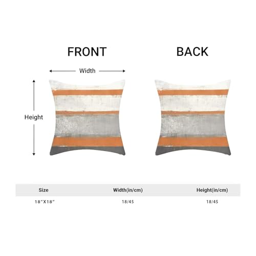 AEIOAE Orange Grey Pillow Covers 18x18 Set of 2 Beige Abstract Art Painting Striped Decorative Throw Pillow Covers Cotton Square Modern Cushion Case for Home Couch Sofa Outdoor - color: Orange, size: 18" x 18" (Pack of 1)
