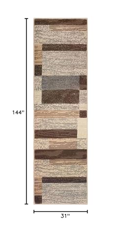 SUPERIOR Indoor Runner Rug, Jute Backed, Modern Geometric Patchwork Floor Decor for Bedroom, Office, Living Room, Entryway, Hardwood Floors, Rockwood Collection, 2' 7" x 12', Slate - color: Slate, size: 2'7" x 12' (Rectangular)