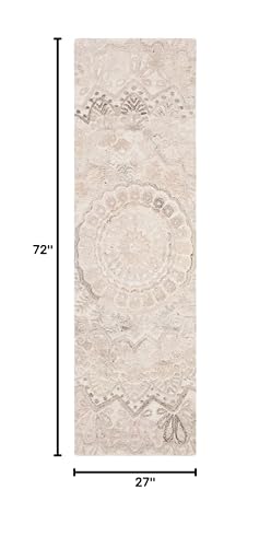 SAFAVIEH Marquee Collection Runner Rug - 2'3" x 6', Beige & Ivory, Handmade Mandala Medallion Wool, Ideal for High Traffic Areas in Living Room, Bedroom (MRQ110B) - color: Beige/Ivory, size: 2'3" x 6' (Runner)