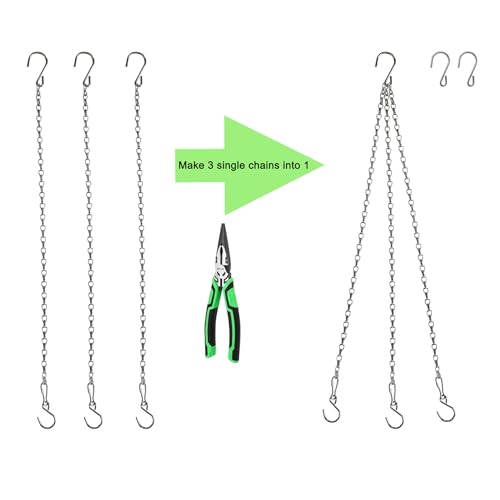 Chain for Hanging Plants,21 Inch Silver Hanging Chain, Small Hanging Basket Chain Kits with Hooks for Bird Feeder Hanging Basket Extender Porch Wind Chime (Silver, 21 Inch-6PCS) - color: Silver, size: 21 Inch-6PCS