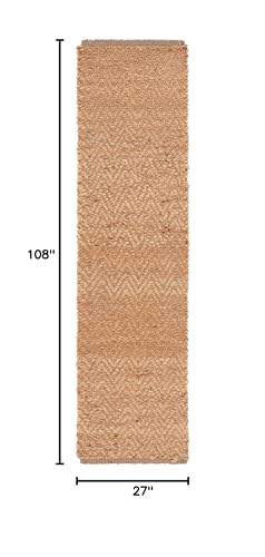 SAFAVIEH Natural Fiber Collection Runner Rug - 2'3" x 9', Natural, Handmade Farmhouse Fringe Jute, Ideal for High Traffic Areas in Living Room, Bedroom (NF731A) - size: 2'3" x 9' (Runner)