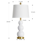 28" White Ceramic Table Lamps Set of 2, Modern Bedside Lamps for Night Stands, Triple Gourd Table Lamp for Living Room End Table or Bedroom Nightstand (2 LED Bulbs Included) - color: White - 28"H