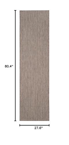 SAFAVIEH Outdoor Runner Rug 2'3"x6'7" - Courtyard Collection - Coastal Design, Brown & Beige, Durable & Easy Cleaning, Ideal for Patio, Entryway, Mudroom (CY8022-36321) - color: Brown/Beige, size: 2'3" x 6'7" (Runner)