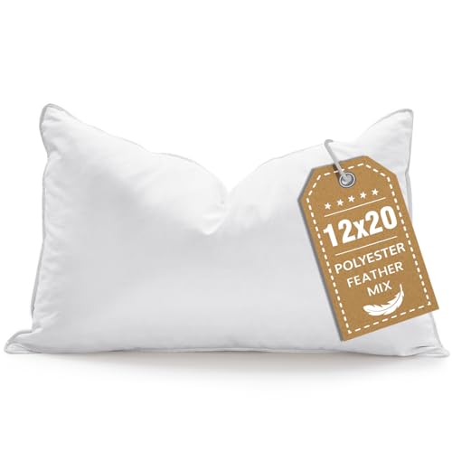 BHZ Throw Pillows 12x20 Euro Pillow Insert, Down Feather Alternative Pillow Inserts, Decorative Soft Large Square White Throw Pillows Insert for Couch Bed Dorm Sofa with Breathable Cover - color: White, size: 12x20 inch (Pack of 1)