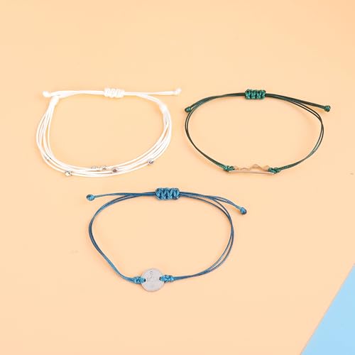 choice of all String Bracelets for Women Boho Wave Surfer Beach Wear Cute Bracelets Set Summer Friendship Jewelry Accessories Beach Stuff - color: C3:3 pcs green mountain string bracelets