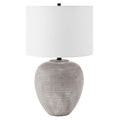 Henn&Hart 23" Modern 1-Light Table Lamp with White Fabric Drum Shade for Living Room, Bedroom, or Office, Rustic Earth