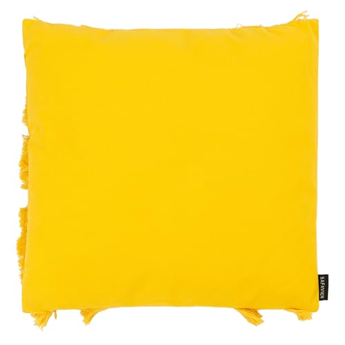 Safavieh Home Collection Grema Boho 16-inch Yellow Fringe Decorative Accent Pillow PLS7142C-1616 - color: Yellow, size: 17"x17"