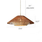 LIGHTLAND 23.6 Inch Bohemian Rattan Pendant Light, Twine Woven Chandelier, Wabi-sabi Style Handwoven Chandelier for Dining Room, Kitchen Island, Living Room - color: 23.6 Inch