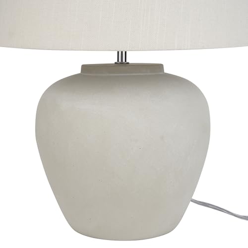 Nourison Home 20" Sand (Light Beige) Neutral Ceramic Table Lamp with Fabric Shade, Bedside Nightstand Lamp for Bedroom, Living Room, Entryway - color: Sand