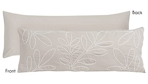 Sweet Jojo Designs Boho Botanical Leaf Body Pillow Case Cover (Pillow Not Included) - Gender Neutral Ivory Cream Beige Tan Off White Taupe Linen Woodland Farmhouse Floral Leaves Bohemian Garden - color: Linen Leaf