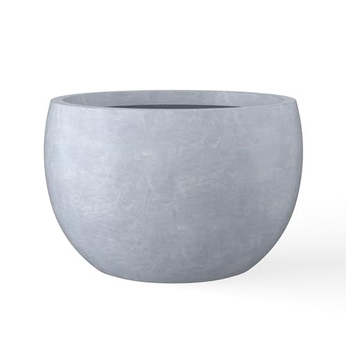 Kante 15.7" Dia Round Concrete Planter, Outdoor/Indoor Large Bowl Plant Pots with Drainage Hole and Rubber Plug for Garden Patio Balcony Home, Slate Gray - color: Slate Gray, size: 15.7" d