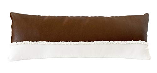Boho Faux Leather Brown Cream Beige Ivory Tufted Fringe Bohemian Farmhouse Accent Decorative Couch Long Lumbar Throw Zipper Body Pillow Cover Case 54x20 Off White Modern Bedroom Living Room Decor Dorm - color: Ivory Faux Leather