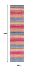SAFAVIEH Montauk Collection Runner Rug - 2'3" x 9', Blue & Red, Handmade Flat Weave Boho Stripe Cotton, Ideal for High Traffic Areas in Living Room, Bedroom (MTK851M) - color: Blue/Red, size: 2'3" x 9' (Runner)