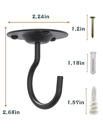 NACETURE Ceiling Hooks for Hanging Plants 3 Pack - Plant Hanger Indoor Hanging Hooks Metal Plant Bracket Iron Lanterns Hangers for Wind Chimes (Black 3 Pack) - color: Black 3 Pack