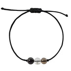 BOHO GARDEN Healing Bead Bracelets - Spiritual Crystal Beaded Bracelet - Made of 3 Real & Natural Gemstones, Adjustable 3-9.7” Black Rope - Gem Stones Jewelry for Men, Women, Teens (13+) - 8mm Bead - color: Protection
