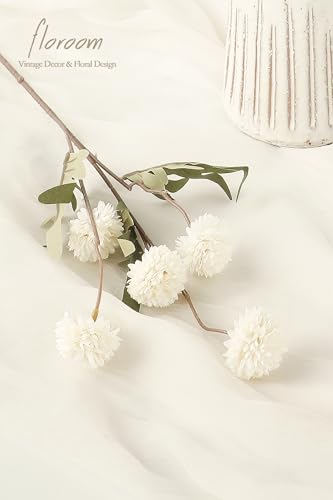 Floroom 5pcs Ivory Faux Silk Mums Artificial Flowers, Bulk Fake Small Mini Chrysanthemums with Stems for DIY White Wedding Centerpieces Floral Arrangements Vase Fillers Home Decorations - color: Ivory, size: 5pcs