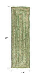 SAFAVIEH Cape Cod Collection Runner Rug - 2'3" x 8', Green & Natural Brown, Handmade Jute & Cotton, Woven Braided Design (CAP202Y) - color: Green/Natural, size: 2'3" x 8' (Runner)