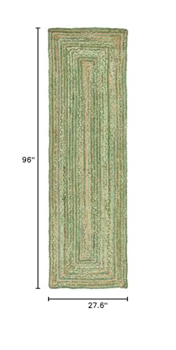 SAFAVIEH Cape Cod Collection Runner Rug - 2'3" x 8', Green & Natural Brown, Handmade Jute & Cotton, Woven Braided Design (CAP202Y) - color: Green/Natural, size: 2'3" x 8' (Runner)