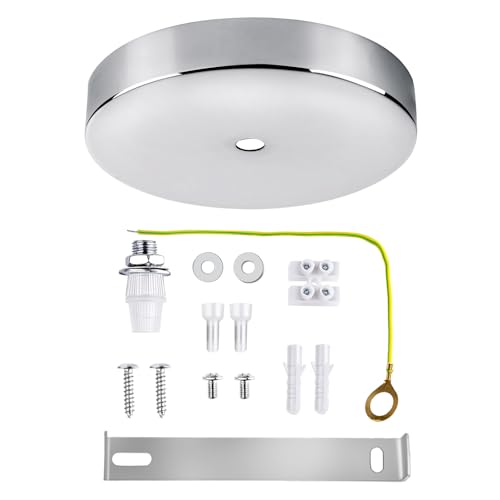 Arturesthome 4.7" Silver Ceiling Canopy Light Kit Rewind Single Hole with Hardware,Ceiling Plate for Pendant Light or Chandelier,Screw Fixing on Both Sides is Easier to Install Than Standard Canopies - color: Chrome, size: 4.7 Inch