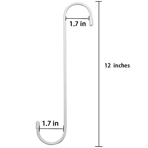 ESFUN 6 Pack 12 inch Extra Large S Hooks White Heavy Duty Plant Hanging Hooks Long S Shaped Extension Hooks for Kitchenware,Utensils,Pergola,Closet,Flower Basket,Garden,Patio,Indoor Outdoor Uses - color: White