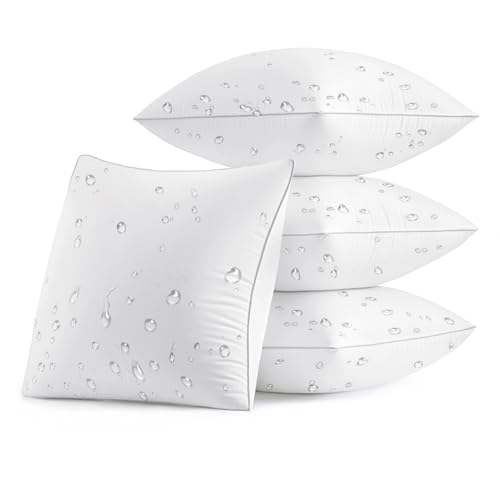 MIULEE Pack of 4 18x18 Outdoor Pillow Inserts, Waterproof Decorative Square Throw Pillow Inserts for Patio Sofa Garden Porch Couch - size: 18x18 Inch