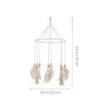 BESTOYARD Boho Tassel Pendant Wall Hanging Leaf Iron Hoop Home Backdrop Decor for Living Room Bedroom Beige Fringe Ornament