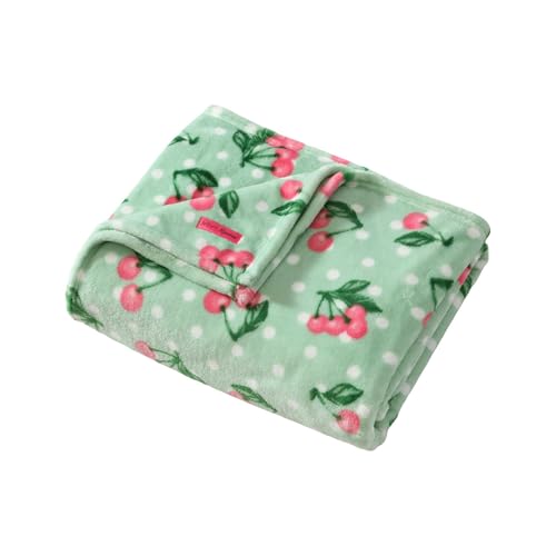 Betsey Johnson - Blanket, Buttery-Soft Throw Blanket for Couch or Bed, Boldly Plush & Oversized Bedding (Cherry Dots Green, 50" x 70") - color: Cherry Dots