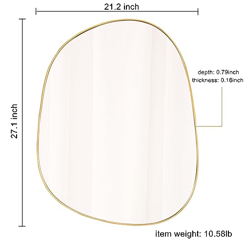 ELEHUME Asymmetrical Mirror for Wall Decor 21"*27", Modern Gold Framed Wall Mirror for Living Room Bathroom Bedroom Entryway ELE-STOU-0065Gold - color: Gold, size: 27"L x 21"W