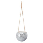 Hanging Planter Mosaic Garden Pot Small Flower Pot for Indoor Plant Disco Ball Hanging Planter with Drainage Sliver - color: Silver