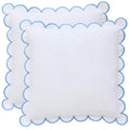 BEBE BASK Scalloped Pillow Cover - Set of 2-18 x 18 Inch - Scallop Pillow Cover – White and Blue Scalloped Pillows - Scallop Pillows - 100% Cotton - Grandmillennial Style (White/Blue) - color: White/Blue