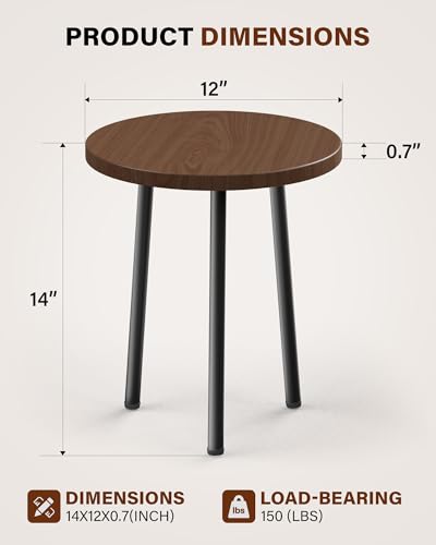 Plant Stand for Indoor 2 Pack: Plant Table 14inch Wooden & Metel Heavy Duty Plants Stool - Mid Century Modern Design for Bedroom/Living Room/Patio/Garden - color: Walnut, size: 14"&14"