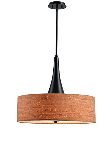 Kenroy Home Bulletin 3 Light Pendant with Tan Finish, Casual Style, 19.5" Height, 22" Width, 22" Depth - color: Oil-Rubbed Bronze