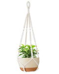 35 Inch Macrame Plant Hanger Indoor with Wood Beads and No Tassels,Strong Hanging Planter Flower Pot Holder for Indoor Outdoor Boho Home Decor,Set of 1,Ivory(Pots Not Included)