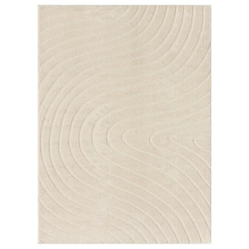 LUXE WEAVERS Modern Geometric Wave Cream 4x6 Area Rug - color: Cream, size: 4' x 6' (Rectangular)