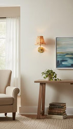 Aspen Creative 51001 Empire Clip On Chandelier Natural Banana Leaf Lamp Shade, 3" Top x 6" Bottom x 4-3/4" Slant Height - color: Banana Leaf