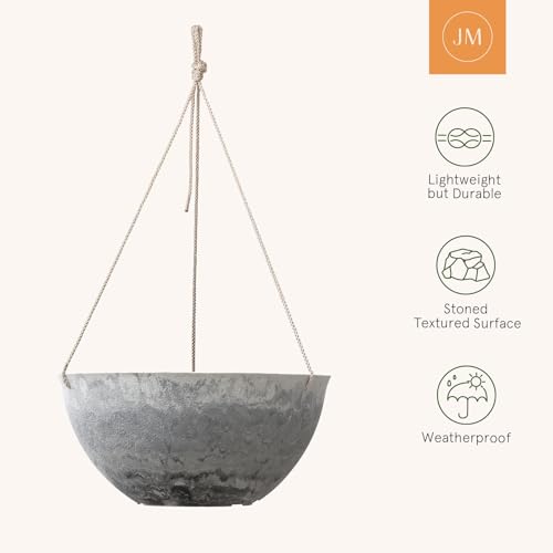 LA JOLIE MUSE Large Hanging Planters for Indoor Outdoor Plants, Hanging Flower Pots Marble Pattern (13.2 Inch,Set of 2) - color: Marble Pattern