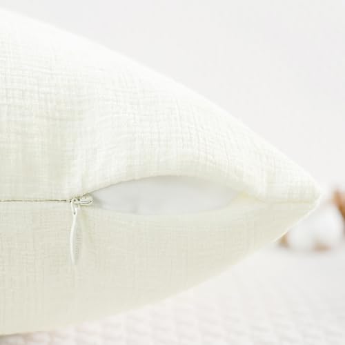 CaliTime Throw Pillow Covers Decorative 16 X 16 Inches Pack of 2 Cozy Chenille Cushion Case for Couch Sofa Bed Living Room Home Cream - color: Cream, size: 16" x 16" (Pack of 2)