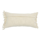Bloomingville Embroidered Cotton Lumbar Pillow with Fringe, Terracotta Multicolor - color: Terracotta, Beige, Grey